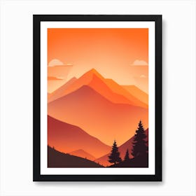 Misty Mountains Vertical Composition In Orange Tone 379 Art Print