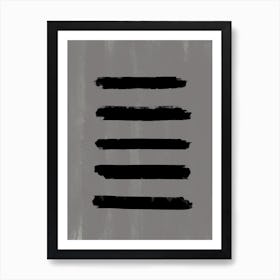 Grey Painting With Black Brushstrokes Art Print