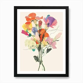 Lisianthus 2 Collage Flower Bouquet Art Print