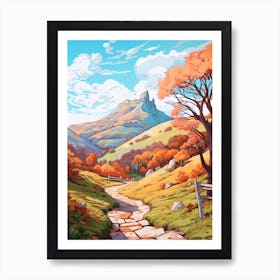 Snowdonia National Park Wales 3 Hike Illustration Art Print