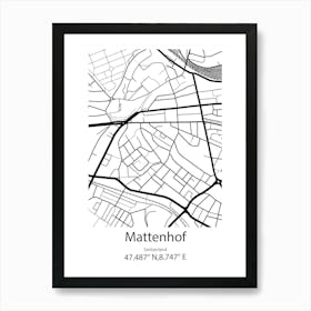 Mattenhof,Switzerland Minimalist Map Art Print