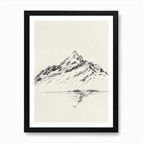 Mount Cook Usa Line Drawing 3 Art Print