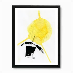 Yellow Sunflower In A Black Vase 2 - minimal abstract floral vertical Art Print