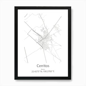 Cerritos,Mexico Minimalist Map Art Print