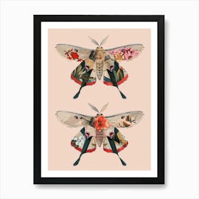 Pink Shades Butterfly William Morris Style 3 Art Print