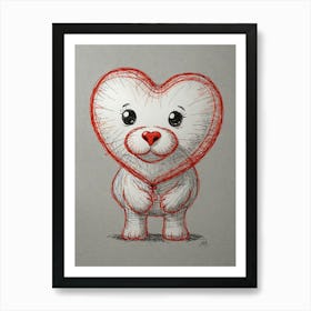 Heart Shaped Teddy Bear Art Print