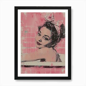 Retro Pinup Bath Painting  2 Art Print