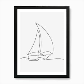 Boat monoline simple art Art Print