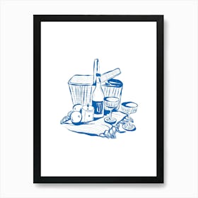 Blue Bar Cart Poster Art Print