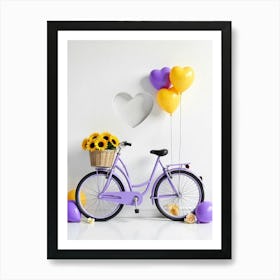 Bicycle With Flowers And Balloons Art Print