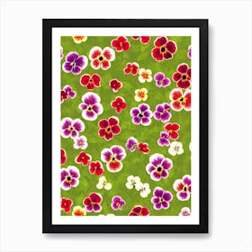 Pansy 2 Repeat Retro Flower Art Print