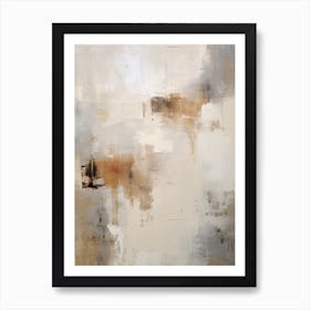 Beige And Brown Abstract Raw Painting 1 Art Print