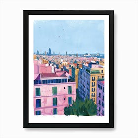 Travel Poster Happy Places Barcelona 3 Art Print