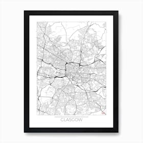 Glasgow Map Minimal Art Print