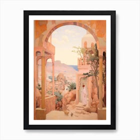 Canary Islands Spain 1 Vintage Pink Travel Illustration Art Print