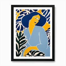 Matisse Style Poster woman in Blue Art Print
