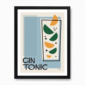 Gin Tonic Retro Cocktail  Art Print