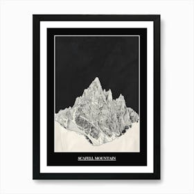 Scafell Mountain Line Drawing 5 Poster Art Print