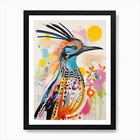 Colourful Bird Painting Roadrunner 1 Art Print