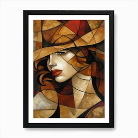 Abstract Of A Woman In A Hat Art Print