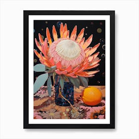 Surreal Florals Protea 3 Flower Painting Art Print