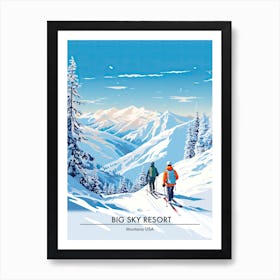 Big Sky Resort   Montana Usa, Ski Resort Poster Illustration 1 Art Print