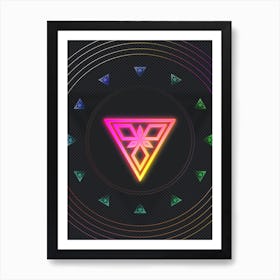 Neon Geometric Glyph in Pink and Yellow Circle Array on Black n.0161 Art Print