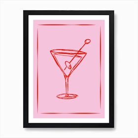 Martini Cocktail Red and Pink Art Print