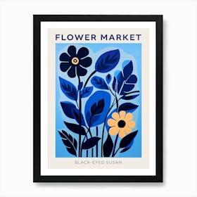 Blue Flower Market Poster Black Eyed Susan 4 Art Print