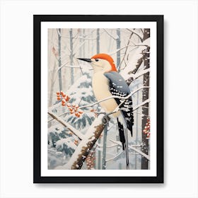 Winter Bird Painting Woodpecker 2 Art Print