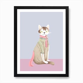 Cute Fashion Cat Art Print