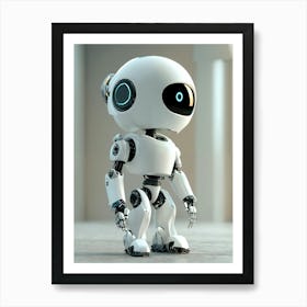 Robot With Blue Eyes Art Print