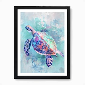 Pastel Sea Turtle In The Ocean 1 Art Print