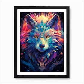 Psychedelic Wolf 1 Art Print
