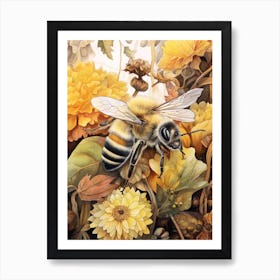 Garden Bumble Bee Beehive Watercolour Illustration 4 Art Print