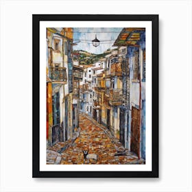 Painting Of Cape Town With A Cat In The Style Of Gustav Klimt 4 Art Print