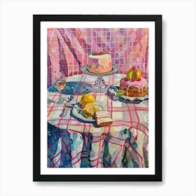 Pink Breakfast Food Cake 1 Art Print