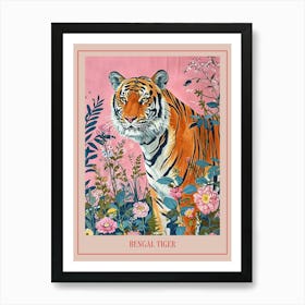 Floral Animal Painting Bengal Tiger 1 Poster Art Print