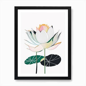 American Lotus Abstract Line Drawing 5 Art Print