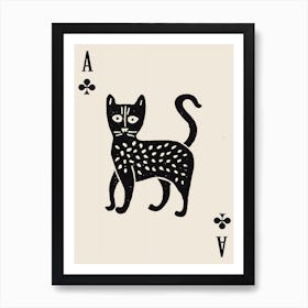 Playing Cards Cat 1 Black And White 4 Art Print
