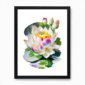 Blooming Lotus Flower In Pond Decoupage 2 Art Print