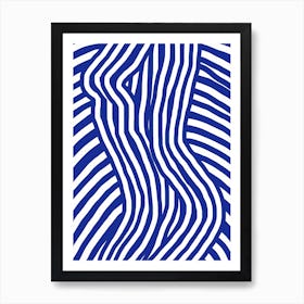Blue And White Striped Nude Art Print
