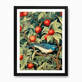 Blue Bird In Apple Tree Art Print