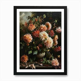 Baroque Floral Still Life Dahlia 3 Art Print