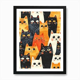 Perfectly Repeatable Artwork With Cute Cat Faces 03 Poster