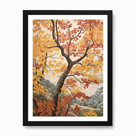 White Poplar 2 Vintage Autumn Tree Print  Art Print