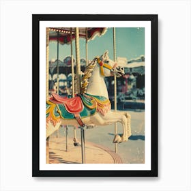 Carousel Horses Retro Photo 2 Art Print