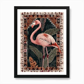 Greater Flamingo And Alocasia Elephant Ear Boho Print 3 Art Print