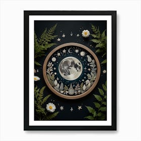 Moon And Ferns Art Print