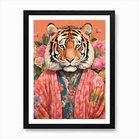 Tiger Illustrations Wearing A Kimono 3 Art Print